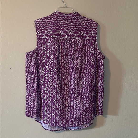 Roaman’s Purple Patterned Button-Up Blouse with Cardigan size 22W - Picture 5 of 16